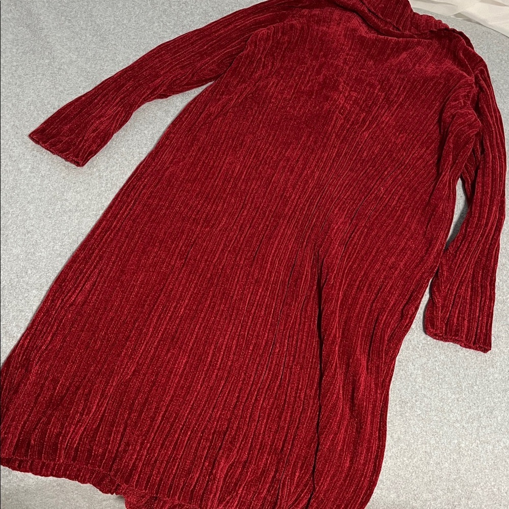 Red Duster Cardigan Sweater Medium Chenille Button Christmas Holiday Lounge - Picture 7 of 9